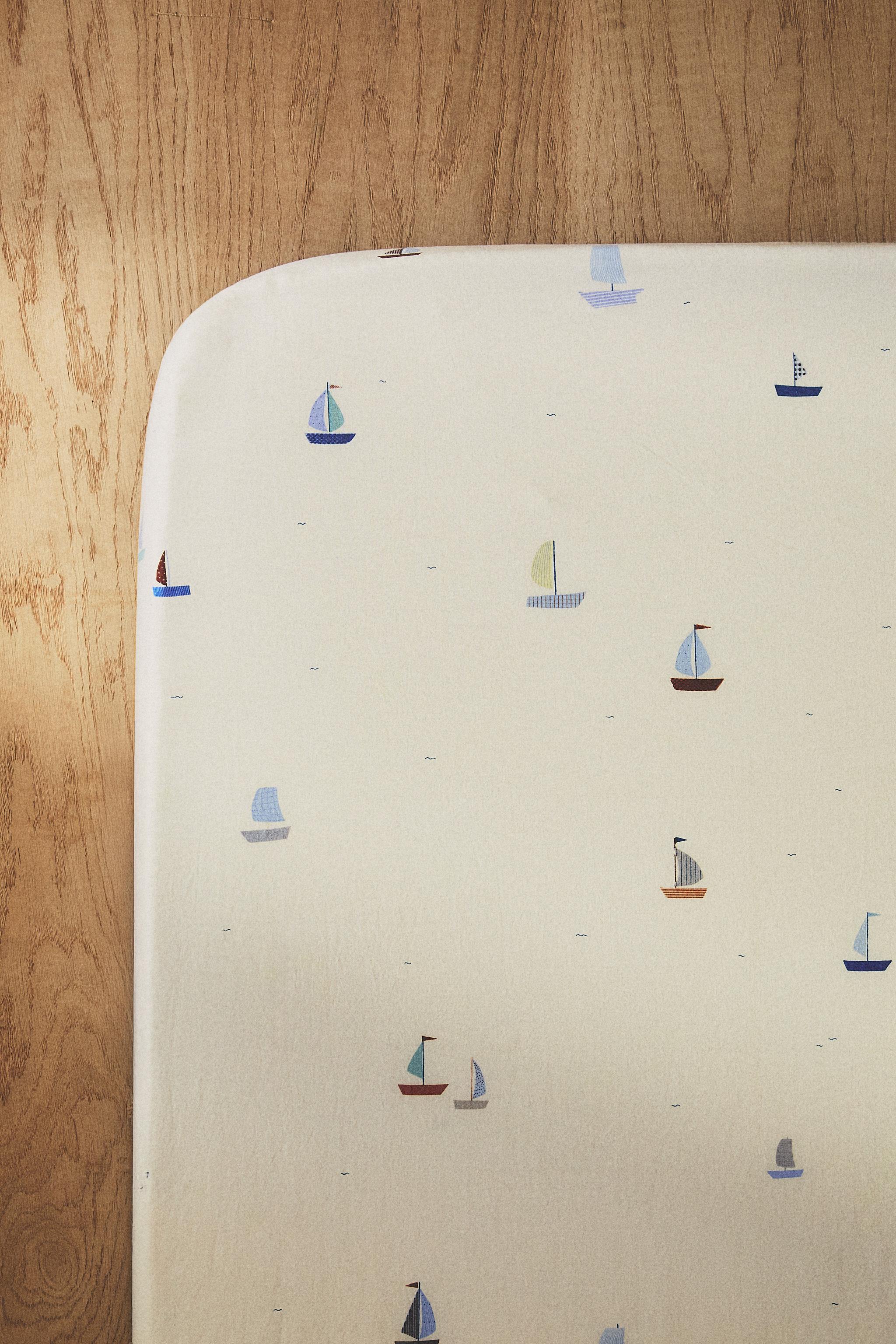 KIDS' COTTON FITTED SHEET BOATS